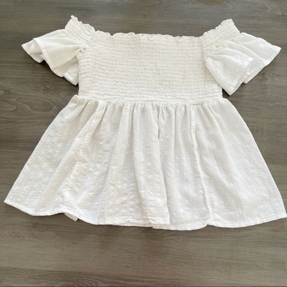 American Eagle Outfitters off the shoulder peplum white crop top size S - Picture 8 of 8